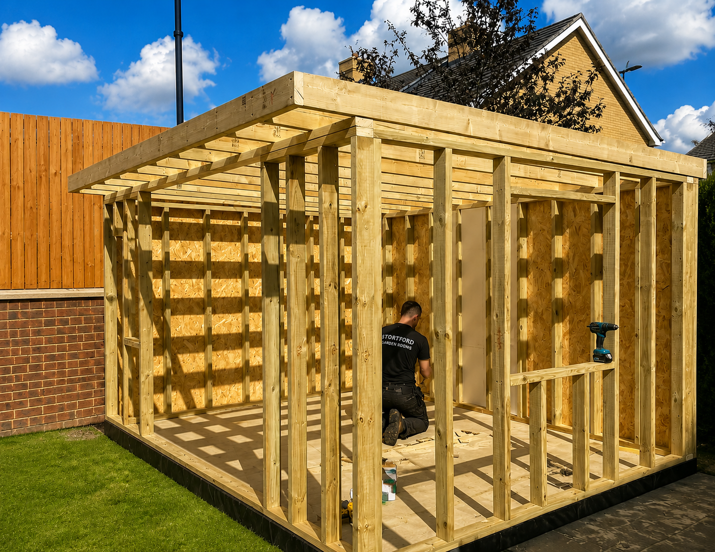 Garden room being built by Stortford Garden Rooms